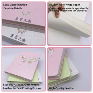 नई तितली पु चमड़े को कवर ब्लैक नोटबुक क्रिएटिव बिजनेस ऑफिस नोट-कस्टमाइज्ड हैंड अकाउंट 80 शीट लिखना - Product Image 2