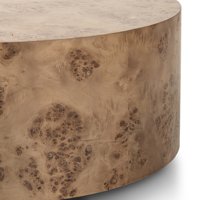 Table basse ronde en bois plaqué burl minimaliste de luxe pour la décoration du salon