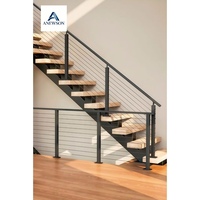 Garde-corps en câble/à câbles en acier inoxydable 316 brossé haute résistance, populaire pour l'extérieur/l'intérieur, avec garde-corps en bois