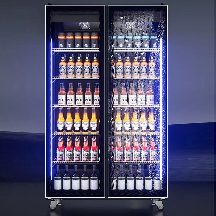 double door glass fridge