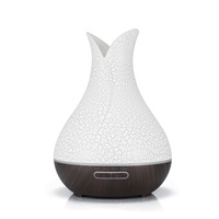 Diffuseur d'arômes et humidificateur en forme de fleur à effet craquelé irisé, neuf, directement de l'usine, capacité de 400 ml, fonction minuterie, silencieux