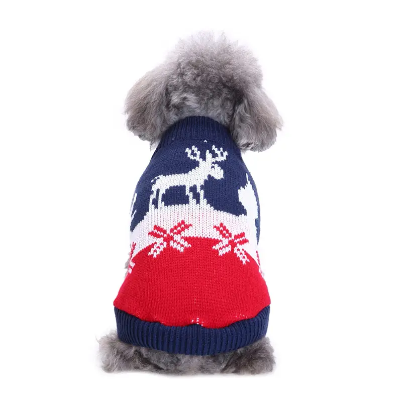 Warm Winterถักเสื้อกันหนาวสัตว์เลี้ยงReindeerคริสต์มาสสุนัขขนาดเล็กเสื้อผ้าราคาถูก