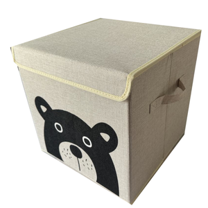 Cube de rangement 100 % non toxique et sans odeur pour chambre d'enfant, bac <span class=keywords><strong>à</strong></span> jouets écologique en tissu vierge 80g avec motif ours mignon, pliable - Product Image 5
