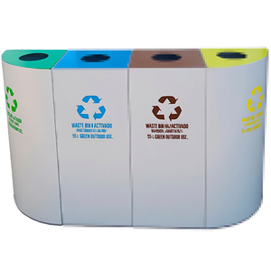 Cestino per Rifiuti a Mezzaluna per Riciclaggio 55 L Verde per Uso Esterno - Product Image 2