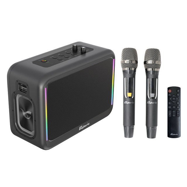 X14, Karaoke Machine with 2 UHF Wireless Microphone 200W Portable Wireless Speaker RGB LED Portable Karaoke Speaker