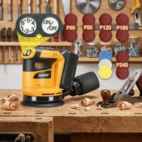 Ponceuse orbitale sans fil 20V 5 pouces, ponceuse électrique portative avec aspiration de poussière, outil de ponçage pour le travail du bois, le mobilier et le terrassement