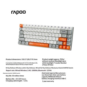 <span class=keywords><strong>Clavier</strong></span> mécanique sans fil <span class=keywords><strong>Rapoo</strong></span> V700-8A Pretender blanc et orange avec connectivité 5.0/3.0 et USB-C pour le bureau et le gaming - Product Image 2
