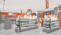 Étagères de présentation pour magasins de cosmétiques coréens, présentoirs métalliques gris avec rayonnages ouverts réglables pour les magasins de soins personnels