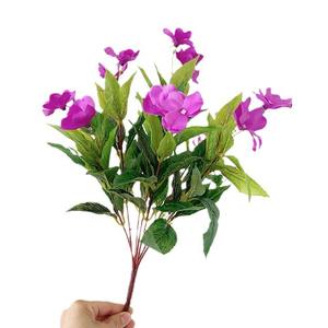 Venta caliente ramas de flores de seda colorida Decoración de mesa de restaurante flores de <span class=keywords><strong>balsamina</strong></span> artificiales de plástico - Product Image 2