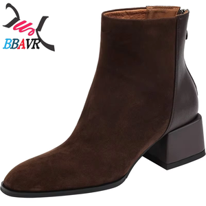 Botines Retro Esmerilados para Mujer, Novedad 2025 - Tacón Grueso de 4.5cm, Cremallera Trasera, Versátiles para Oficina y Uso Diario - Product Image 5