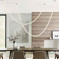 Lustre long moderne en forme de collier de boules de cristal, design nordique, pour escalier, salle à manger, villa, décoration artistique