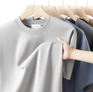 T-Shirt da Uomo in <span class=keywords><strong>Cotone</strong></span> <span class=keywords><strong>Mercerizzato</strong></span> 270GSM con Logo Personalizzato, Manica Corta, Lussuosa, Fresca, Elasticizzata, Estiva, per Uso Quotidiano e Business - Product Image 1