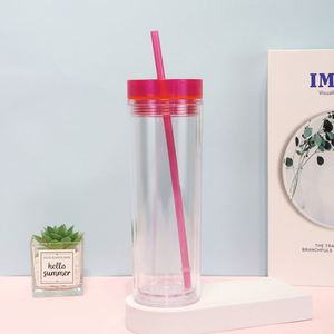Gobelet en acrylique double paroi de 16 oz avec couvercle et paille pour le bubble tea – Vente en gros directe pour les fournitures de magasins de boba - Product Image 3