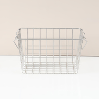 Panier de rangement de cuisine en fil d'acier inoxydable, grande capacité, rectangulaire, avec poignée, vente en gros