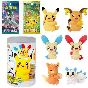 Gioco di Carte Collezionabili PTCG Pikachu Pawmot Peluche in Cinese Semplificato Flash Rubbing Cheek Blind Box Collezione Sorpresa Carina - Product Image 6