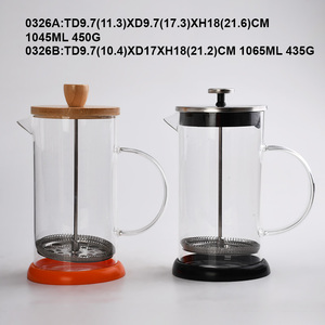 Cafetière à presse française en verre et acier inoxydable 300ML 600ML 1L avec couvercle en bois d'acacia - Product Image 5