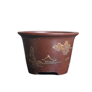 กระถางบอนไซทำมือทรงกรวยแบบคลาสสิกขนาดเล็กสไตล์จีนสำหรับวางบนโต๊ะ - Product Image 5