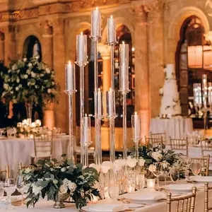 Elegant table centre pieces wedding crystal candelabra event decoration 10 arms glass candle holders centerpieces on sale