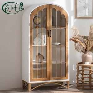 Vitrina Arqueada con Puertas de Vidrio, Almacenamiento Multicapa para Sala de Estar o Estudio, Diseño Ecológico - Product Image 1