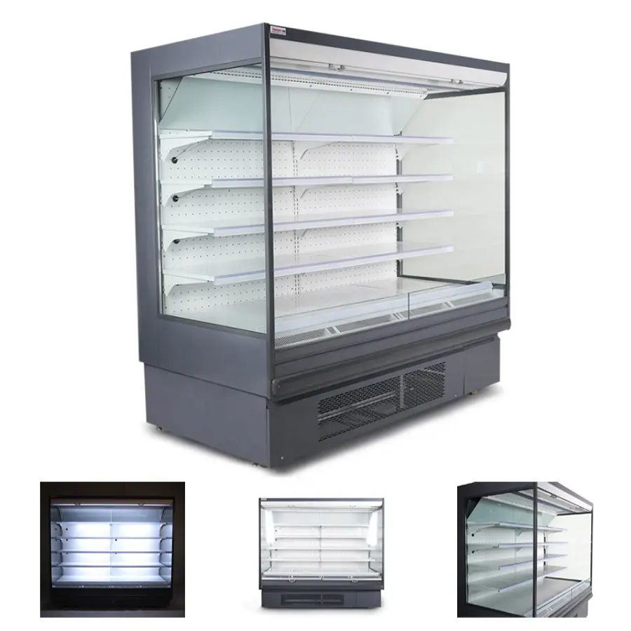 High Quality Commercial Fruits Vegetables Open Air Curtain Chiller Display Cooler