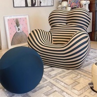 Fauteuil de détente moderne en forme de haricot, entièrement en mousse compressée, pour salon, en tissu, spécial confort maternel