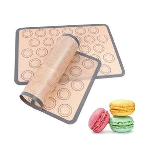 Silicone Baking Mat with Measurements - Set of 4 Non-Stick Half Cookie  Sheet Mats - Reusable Heat Resistant Baking Tray Pan Liners for Macarons  Bread Pastry - China Silicone Mat and Macarons