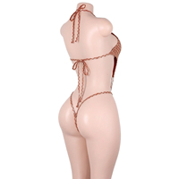 En gros Combinaisons de clubwear à lacets en tissu doré à effet écailles de sirène, style string, pour performance DJ en boîte de nuit, scène et rave