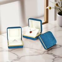 EVERWIN Samt-Schmuckbox Ringbox Hochzeitsring Ohrring-Anhänger-Box Halskettenbox Grün Blau Box Großhandel