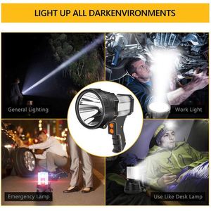 CITICITY สปอตไลท์แบบชาร์จไฟได้, ไฟฉาย LED สว่างมาก ใช้งานได้ยาวนาน ไฟฉายค้นหาสำหรับกิจกรรมกลางแจ้ง กันน้ำ ไฟฉายสำหรับตั้งแคมป์ - Product Image 6