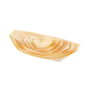 Wholesale Disposable Wooden Sushi Boat Pine Wood Tray Snack Dessert Serving Plate
