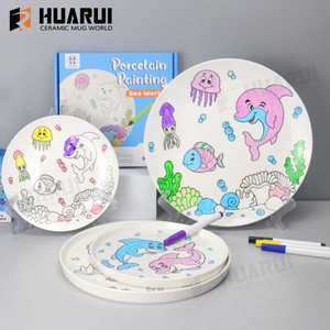 Peignez votre propre tasse et assiette en céramique à café bricolage peint à la main non peint pour enfants - Product Image 2