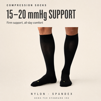 Chaussettes de compression respirantes à séchage rapide en Spandex/Nylon certifiées de niveau supérieur, hauteur genou, 15-20 mmHg