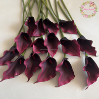 Lys Calla artificiel grand format en EVA, toucher réel, couleur Bourgogne, tige unique, idéal pour bouquets de mariage et décorations florales - Vente chaude