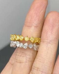 Alliance éternelle en moissanite jaune avec diamants multicolores pour mariage, certifiée IGI, zircon, évaluation de fiançailles incluse - Product Image 6