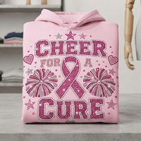 Design de transfert thermique en strass avec ruban rose pour la sensibilisation au cancer du sein