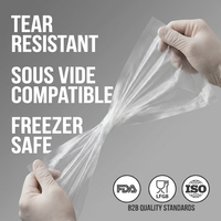 Distributeur de rouleaux de sacs sous vide réutilisables grand format avec coupe-sac coulissant, thermoscellable PA/PE, compatible avec la plupart des sacs de conservation alimentaire de 50 pieds