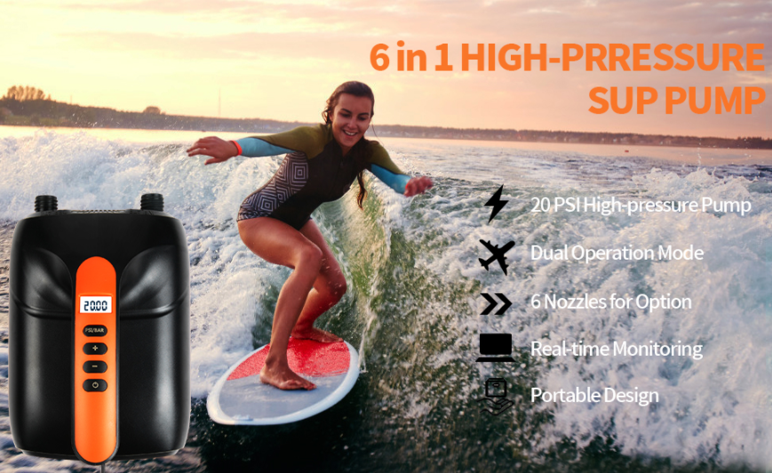 Pompa Elettrica Ricaricabile Per Gonfiabili - 8000mAh, 25PSI, Con 6 Ugelli E Display Digitale