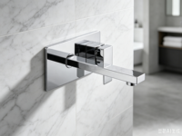 Robinet de lavabo mural encastré moderne en acier inoxydable chromé, à poignée unique, pour hôtel et salle de bain