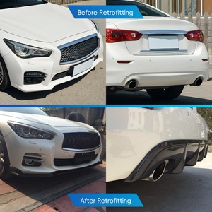 Nuevo Kit de Carrocería de Fibra de Carbono Húmeda Versión EE. UU. 2014-2017 para Infiniti Q50: Parachoques Delantero y Trasero, Faldones Laterales - Product Image 2