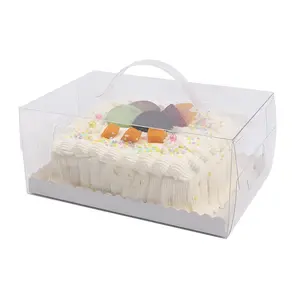 Venta al por mayor cajas de pasteles muffins-Caja transparente portátil para cupcakes, caja de transporte para pasteles, repostería y magdalenas con asa, 6 uds.