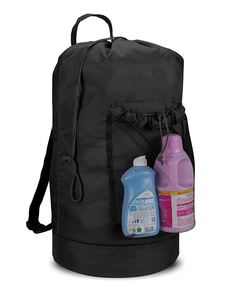 <b>Backpack</b> Laundry Bag Laundry <b>Backpack</b> with Shoulder Straps and Mesh Pocket Durable Clothes Hamper Bag with <b>Drawstring</b> Closure - Product Image 1
