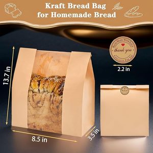 Bolsas de pan con ventana, bolsas de papel Kraft para pan casero, bolsa de panadería para embalaje de almacenamiento, bolsa grande de masa fermentada - Product Image 2