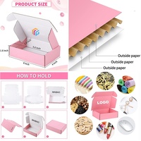 Boîtes d'expédition postales en carton ondulé rose personnalisées avec logo pour cosmétiques, vêtements, bijoux, perruques, cils, emballages en papier
