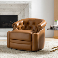 Mid-Modern Chesterfield Sessel aus Echtleder mit Polsterdesign für stilvolle Wohnzimmer, Apartments und Villen