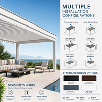 Pergola motorisée en aluminium pour extérieur, avec toit ouvrant à lamelles, imperméable, fixée au mur