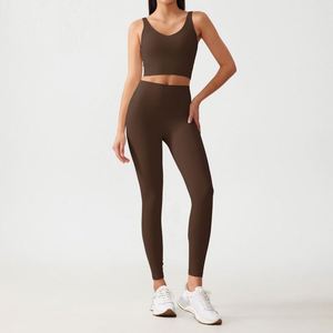 Conjuntos de Yoga Personalizables de Alta Calidad para Mujer, Moda 2025, Spandex/Nailon, Cintura Elástica Sólida, 2 Piezas, Secado Rápido, Sin Costuras - Product Image 1