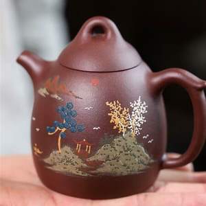 Théière en argile violette Yixing faite à la main traditionnelle chinoise célèbre belle peinture qinquan théière en argile violette - Product Image 2