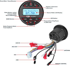 Hệ thống âm thanh biển thuyền Stereo Gauge receiver-bluetooth, không có CD DVD <span class=keywords><strong>Player</strong></span>, AM/FM radio, IP66 thời tiết, USB, MP3 - Product Image 4