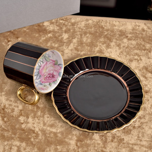 Hot Sale European Luxury black and white Circle Porcelain <b>Tea</b> <b>Cup</b> & <b>Saucer</b> Set for friend - Product Image 4
