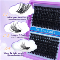 Kit de Cils en Grappes IY pour Application à Domicile, Plateau d'Extension de Cils avec Brosse Applicatrice pour Artistes de Salon, Cils en Gros